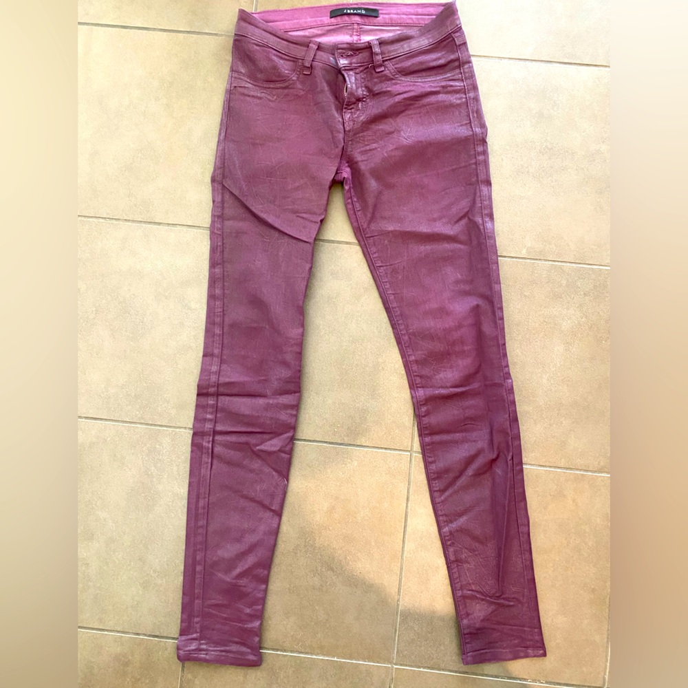 J Brand Aubergine Skinny Jeans with Sleek Finish